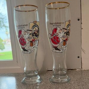 Weissbier Glasses with Gold Rim